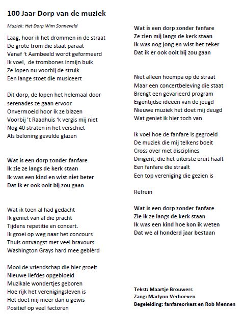 liedtekst 100jaar DorpvdMuziek